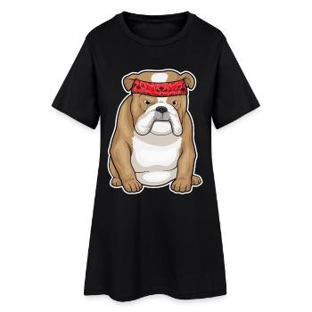 Bandana bouledogue - Robe T-shirt Femme - noir - Devant