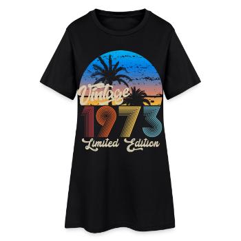 Cadeau d’anniversaire rond Vintage 1973 - Robe T-shirt Femme - noir - Devant