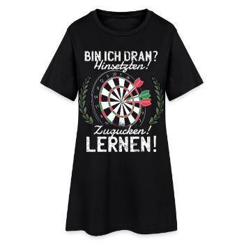 Dartspiel Spieler - Frauen T-Shirt-Kleid - Schwarz - Vorne