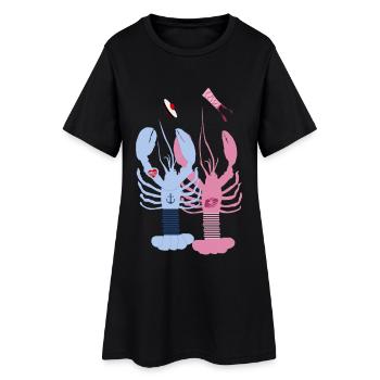 Bretagne - Homards bleu et rose - Robe T-shirt Femme - noir - Devant