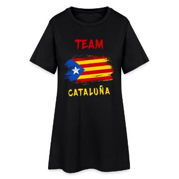 Team Katalonien Flaggen Design - Frauen T-Shirt-Kleid - Schwarz - Vorne
