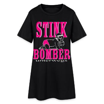 Bébé fille couche rose - bomber puant sur la route - Robe T-shirt Femme - noir - Devant