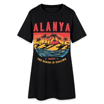Design de plage vintage à Alanya, en Turquie - Robe T-shirt Femme - noir - Devant