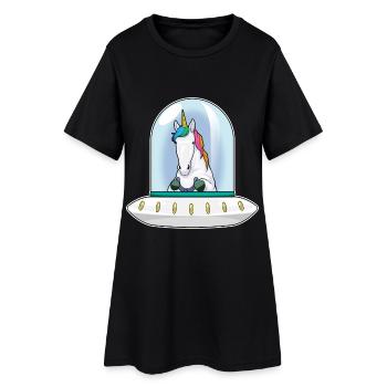 Vaisseau spatial Licorne Espace - Robe T-shirt Femme - noir - Devant