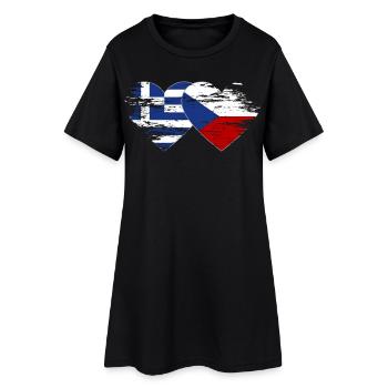 Griechenland Tschechien Flagge used Herz - Frauen T-Shirt-Kleid - Schwarz - Vorne