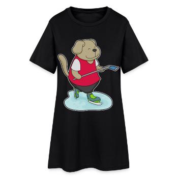 Chien Hockey sur glace Bâtons de hockey sur glace - Robe T-shirt Femme - noir - Devant