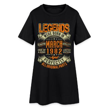 1982 March Birthday Legend - Women’s T-Shirt Dress - black - Front