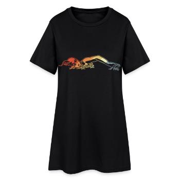 Schwimmsportler - Frauen T-Shirt-Kleid - Schwarz - Vorne