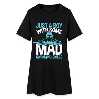Garçon nageur - Robe T-shirt Femme - noir - Devant