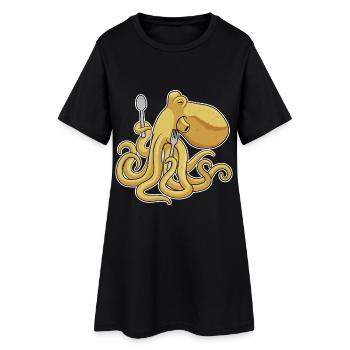 Krake Besteck Kochen Küche - Frauen T-Shirt-Kleid - Schwarz - Vorne