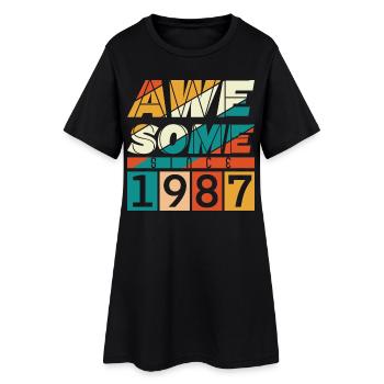 1987 Né Anniversaire Année de naissance millésime - Robe T-shirt Femme - noir - Devant