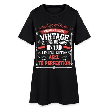 2018 Année de naissance Né Anniversaire Vintage - Robe T-shirt Femme - noir - Devant