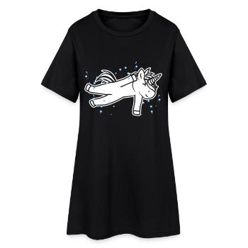 Einhorn Schwimmer - Frauen T-Shirt-Kleid - Schwarz - Vorne