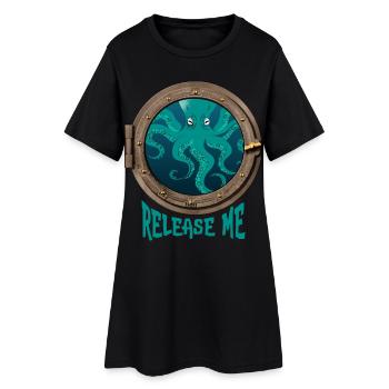 Poulpe et hublot - Robe T-shirt Femme - noir - Devant