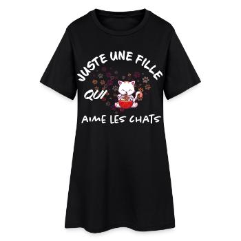 Chat gourmand Ramen Coloré - Robe T-shirt Femme - noir - Devant