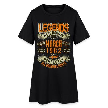 1962 March Birthday Legend - Women’s T-Shirt Dress - black - Front