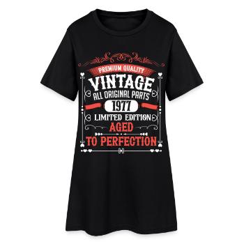 1977 Année de naissance Né Anniversaire Vintage - Robe T-shirt Femme - noir - Devant