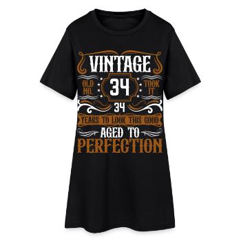 34e anniversaire Vintage Rétro - Robe T-shirt Femme - noir - Devant