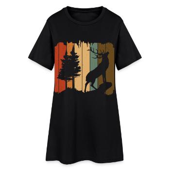 Hirsch - Frauen T-Shirt-Kleid - Schwarz - Vorne