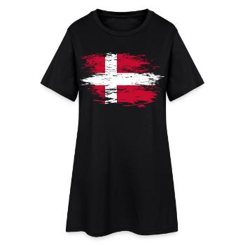 Drapeau du Danemark utilisé - Robe T-shirt Femme - noir - Devant