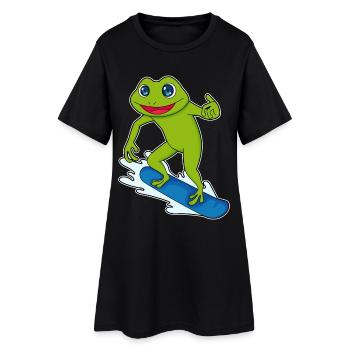 Frosch Snowboarder Snowboard - Frauen T-Shirt-Kleid - Schwarz - Vorne