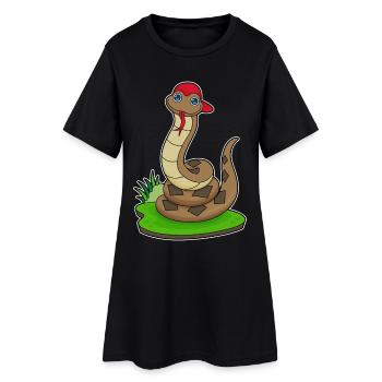 Bonnet de serpent - Robe T-shirt Femme - noir - Devant