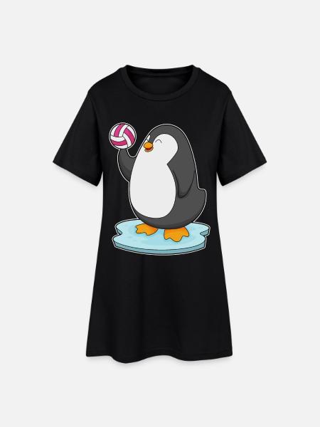 Pinguin Volleyballspieler Volleyball - Frauen T-Shirt-Kleid - Schwarz