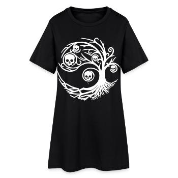 White tree with skulls - Women’s T-Shirt Dress - black - Front