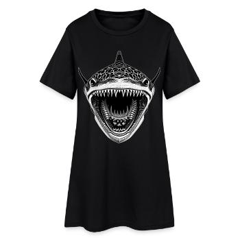 Großer Hai mit offenem Maul - Frauen T-Shirt-Kleid - Schwarz - Vorne