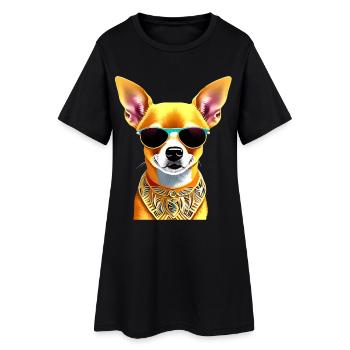 Colorful Chihuahua with sunglasses - Women’s T-Shirt Dress - black - Front