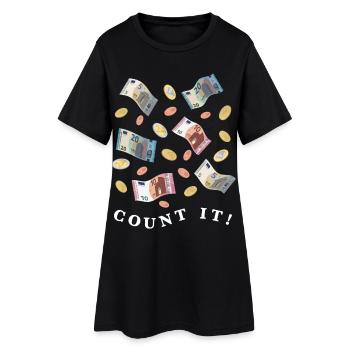 Montant d’argent en billets et pièces en euros, lumière - Robe T-shirt Femme - noir - Devant