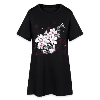 Printemps Sakura en fleurs de cerisier - Robe T-shirt Femme - noir - Devant