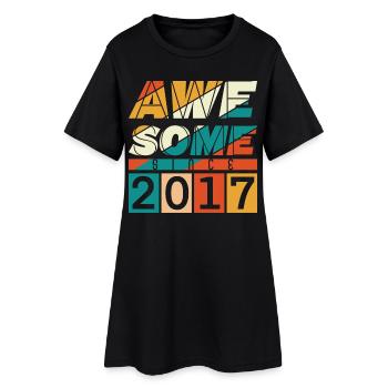 2017 Born Birthday Year of birth Vintage - Women’s T-Shirt Dress - black - Front