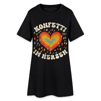 Konfetti Im Herzen Karneval Fasching - Frauen T-Shirt-Kleid - Schwarz - Vorne