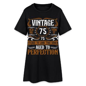 75. Geburtstag Vintage Retro - Frauen T-Shirt-Kleid - Schwarz - Vorne