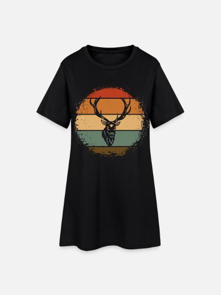 Hirsch - Frauen T-Shirt-Kleid - Schwarz