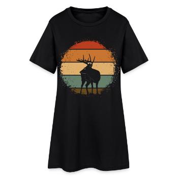 Hirsch - Frauen T-Shirt-Kleid - Schwarz - Vorne
