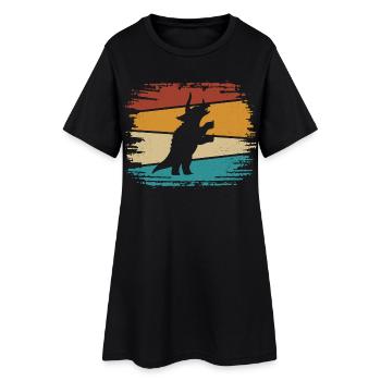 Dino Dinosaure Triceratops - Robe T-shirt Femme - noir - Devant