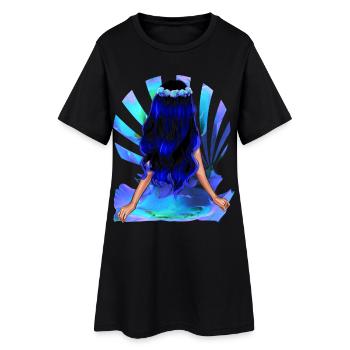 Blumenkind schwarz blaue Haare Rose Mädchen - Frauen T-Shirt-Kleid - Schwarz - Vorne