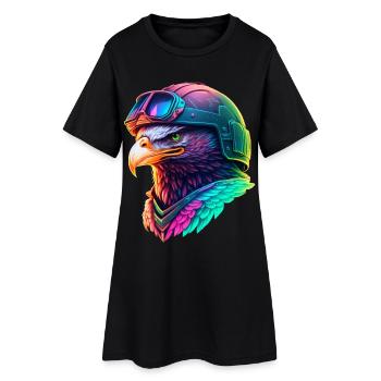 Aigle Néon en Casque Techwear - Robe T-shirt Femme - noir - Devant