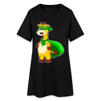 Cape de super-héros girafe - Robe T-shirt Femme - noir - Devant