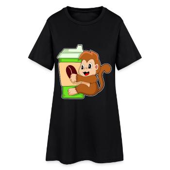 Affe Coffee to go Becher - Frauen T-Shirt-Kleid - Schwarz - Vorne