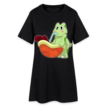 Schildkröte Kaffee  - Frauen T-Shirt-Kleid - Schwarz - Vorne