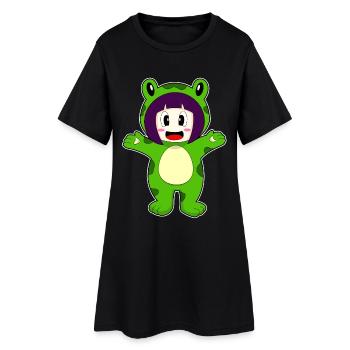 Frog Girl Costume - Women’s T-Shirt Dress - black - Front