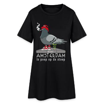 Amsterdam est caca sur le pas de la porte - Robe T-shirt Femme - noir - Devant