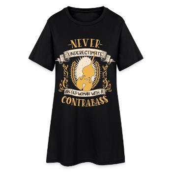 Contrebasse Instrument à cordes Cadeau Musicien - Robe T-shirt Femme - noir - Devant