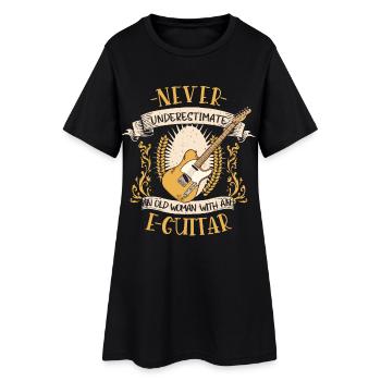 E-Gitarre Musikerin Musikinstrument Geschenk - Frauen T-Shirt-Kleid - Schwarz - Vorne