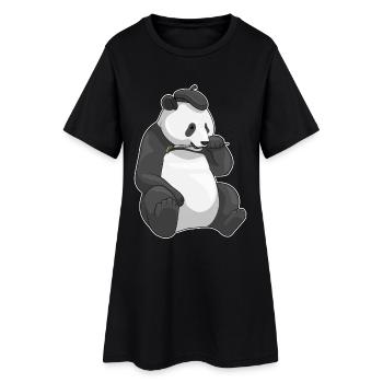 Peinture au pinceau de peintre panda - Robe T-shirt Femme - noir - Devant