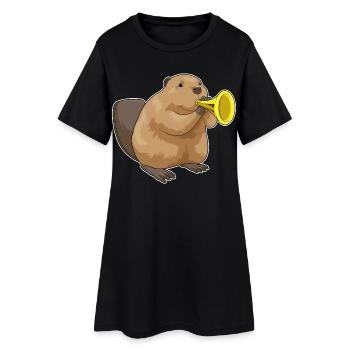 Beaver Musician Trompette Musique - Robe T-shirt Femme - noir - Devant
