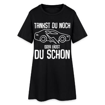 E-Auto Elektroauto - Frauen T-Shirt-Kleid - Schwarz - Vorne